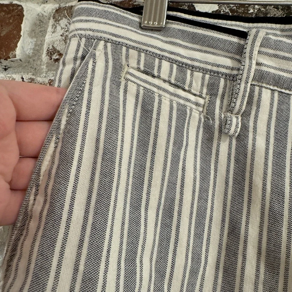 Zara Striped Tapered Fit Trouser‎ Cropped Pants Cotton Blend Pockets32 Preppy